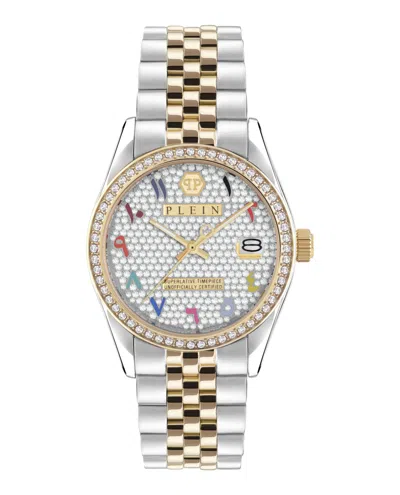 Philipp Plein Date Superlative Crystal Watch In White