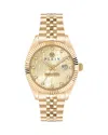 Philipp Plein Date Superlative Crystal Watch In Gold/gold