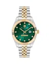 Philipp Plein Date Superlative Crystal Watch In Green/two Tone
