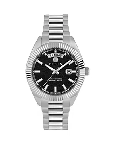 Philipp Plein Men's Date Superlative Stainless Steel Bracelet Watch 42mm In Black/silver