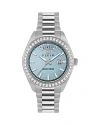 Philipp Plein Date Superlative Crystal Watch In Blue/silver