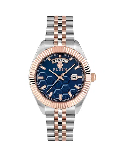 Philipp Plein Date Superlative Watch, 42mm In Blue/two-tone