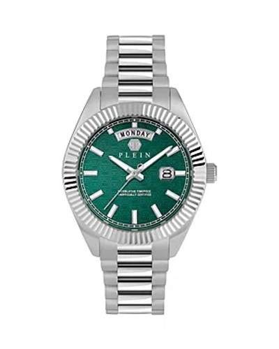 Philipp Plein Date Superlative Watch, 42mm In Green/silver