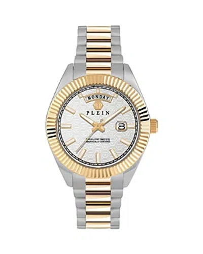 Philipp Plein Men's Date Superlative Stainless Two-tone Steel Bracelet Watch 42mm In Silver/two-tone