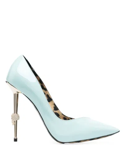 Philipp Plein Decollete 120mm Patent Pumps In Blue