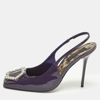 Pre-owned Philipp Plein Decollete Size 38 Purple Patent Leather Slingback Pumps