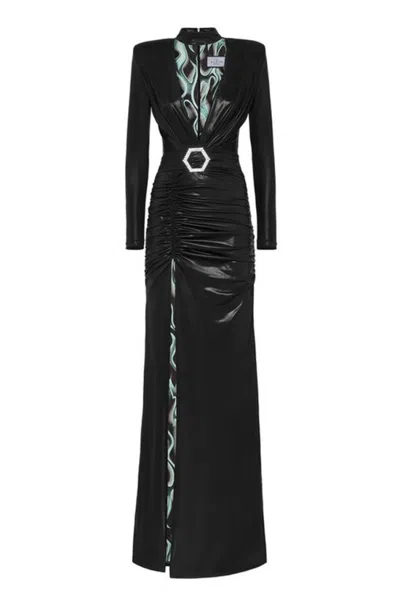 Philipp Plein Lining Flame Dress In Black