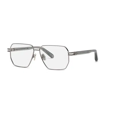 Philipp Plein Demo Rectangular Men's Eyeglasses Vpp114m 0509 58 In Metallic