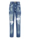 Philipp Plein High-rise Distressed Cropped Jeans In Blue