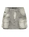 Philipp Plein Denim Cargo Mini Skirt