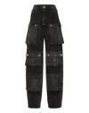 Philipp Plein Denim Oversize Cargo Trousers In Black
