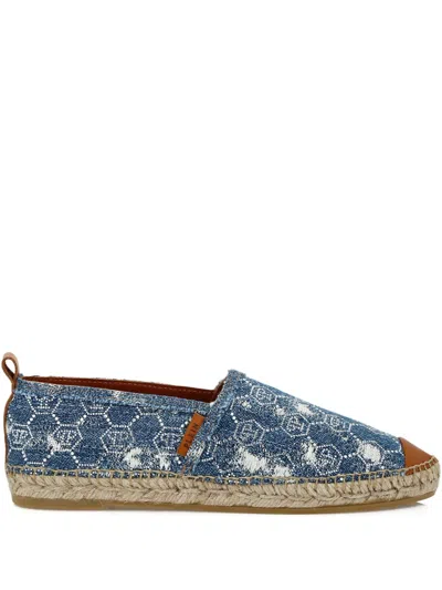Philipp Plein Denim Espadrilles In Blue