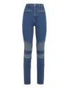 Philipp Plein Denim High Waist Biker Iconic Plein In Blue