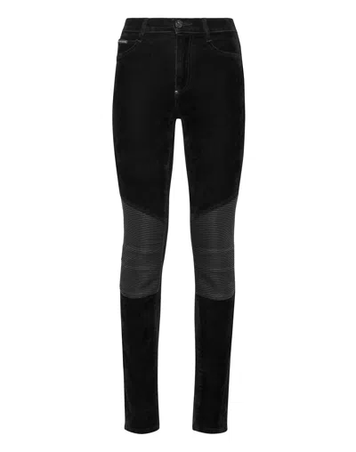 Philipp Plein Denim High Waist Jegging In Black