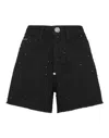 Philipp Plein Denim Hot Pants Crystal Rain In Multi