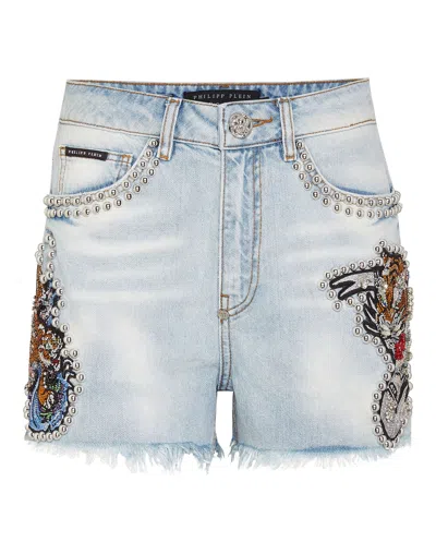 PHILIPP PLEIN DENIM HOT PANTS TATTOO