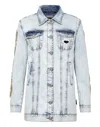 Philipp Plein Denim Jacket Crystal Cable In Multi