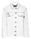 Philipp Plein Denim Jacket Crystal Fringe In White