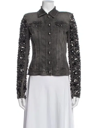 Pre-owned Philipp Plein Denim Jacket W/ Tags In Grey
