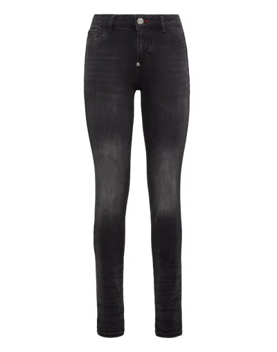 Philipp Plein Denim Jeggins In Grey
