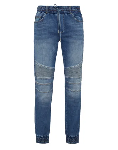 Philipp Plein Denim Jogging Trousers Basic Men In Blue