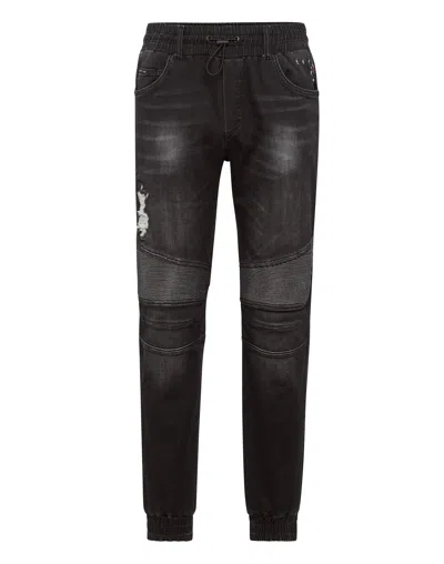 Philipp Plein Denim Jogging Trousers In Multi