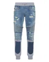 PHILIPP PLEIN DENIM JOGGING TROUSERS SKULL & BONES