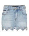 Philipp Plein Heart-embellished Denim Skirt In Multi