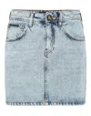 Philipp Plein Denim Mini Skirt Skull In Blue