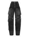 Philipp Plein Denim Oversize Cargo Trousers In Multi