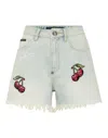 Philipp Plein Denim Shorts Cherries