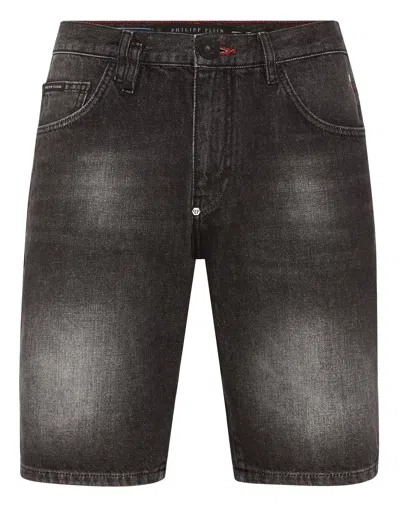 Philipp Plein Denim Shorts Mikonos Fit In Black