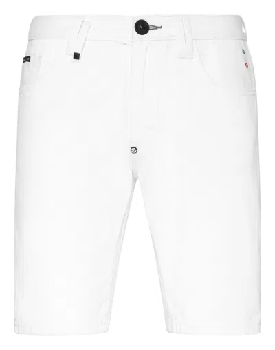 Philipp Plein Patch-detail Denim Shorts In Multi