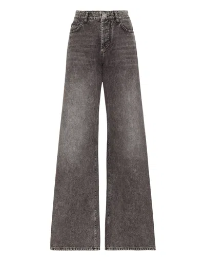 Philipp Plein Denim Skater Fit Trousers In Gray