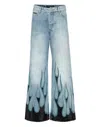 Philipp Plein Denim Skater Fit Trousers Strass Flame