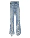 Philipp Plein Denim Skater Fit Trousers Strass Monogram