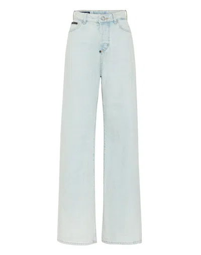 Philipp Plein Skater High-rise Wide-leg Jeans In Multi