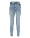 Philipp Plein Denim Skinny Trouser Skull In Blue