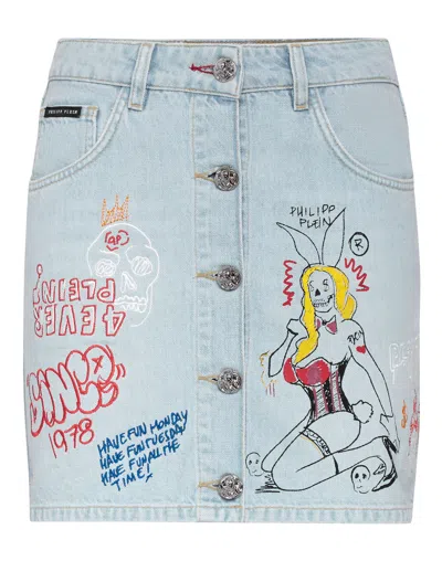 PHILIPP PLEIN DENIM SKIRT