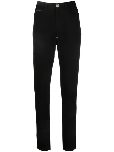 Philipp Plein Denim Super High Waist Jeans In Black