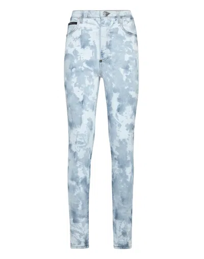 Philipp Plein Denim Super High Waist Jegging In Blue
