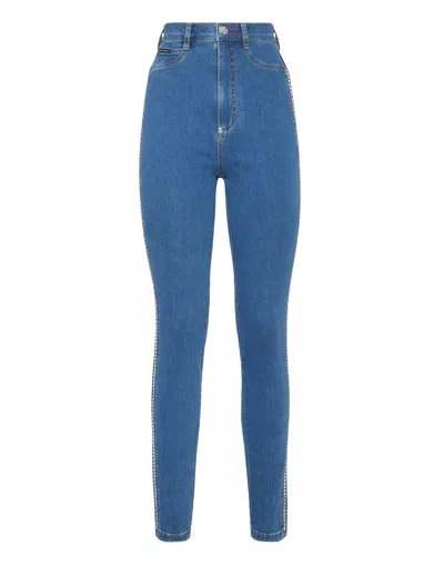 Philipp Plein Denim Super High Waist Jegging Crystal Crystal In Multi