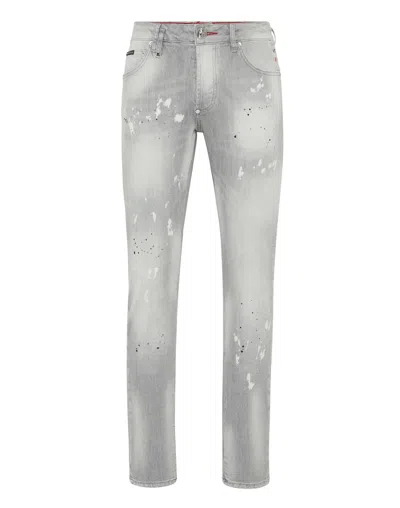 Philipp Plein Denim Super Straight Cut Trousers Racing Club