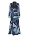 Philipp Plein Denim Trench Patchwork In Multi
