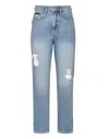 Shop Philipp Plein Denim Trousers Boyfriend Fit In Blue