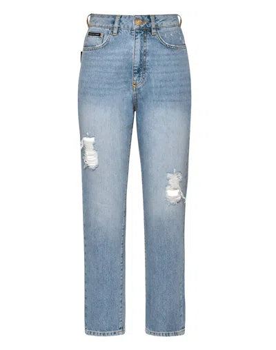 Philipp Plein Denim Trousers Boyfriend Fit In Blue