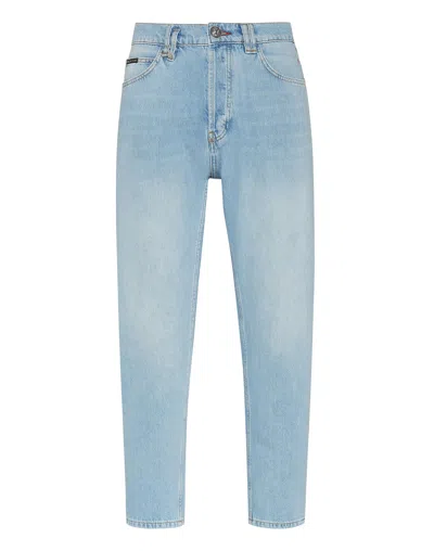 Philipp Plein Denim Trousers Carrot Fit Iconic Plein In Blue