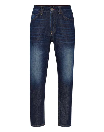 Philipp Plein Denim Trousers Carrot Fit Iconic Plein In Multi