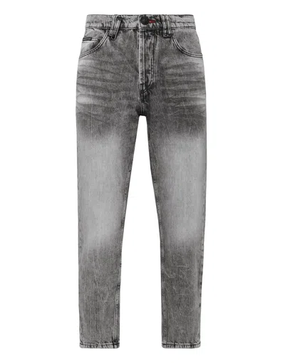 Philipp Plein Denim Trousers Carrot Fit Iconic Plein In Multi