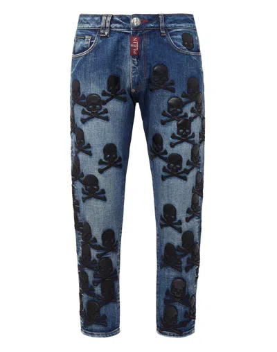 Philipp Plein Denim Trousers Detroit Fit Skull In Multi
